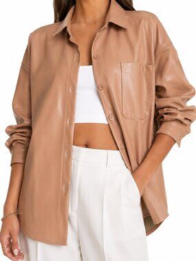 French Connection Faux Leather Shacket Small